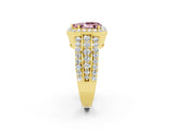 Yellow gold Pear Cut Halo Morganite Ring with Split Shank and Four-Prong Setting_2