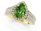 Yellow gold Pear Cut Halo Pavé Diamond Engagement Ring with Split Shank and Four-Prong Setting_1
