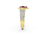 Yellow gold Pear Cut Halo Pavé Diamond Engagement Ring with Split Shank and Four-Prong Setting_2