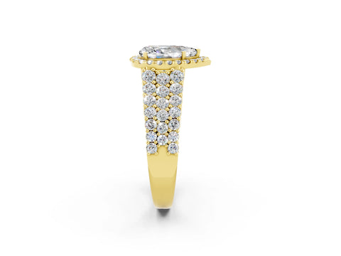 Yellow gold Pear Cut Halo Pavé Diamond Engagement Ring with Split Shank and Four-Prong Setting_2