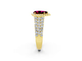 Yellow gold Pear Cut Halo Pavé Diamond Engagement Ring with Split Shank and Four-Prong Setting_2