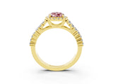 Yellow gold Pear Cut Halo Pavé Diamond Engagement Ring with Split Shank and Four-Prong Setting_3