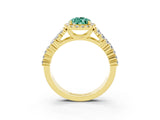 Yellow gold Pear Cut Halo Pavé Diamond Engagement Ring with Split Shank and Four-Prong Setting_3