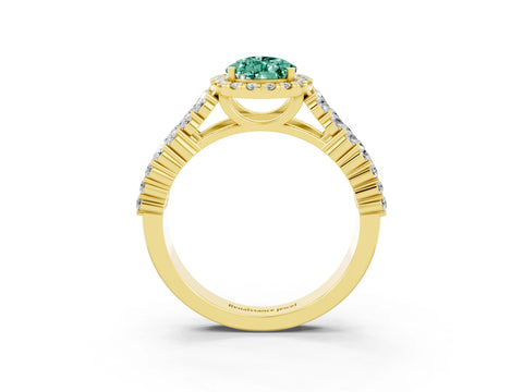 Yellow gold Pear Cut Halo Pavé Diamond Engagement Ring with Split Shank and Four-Prong Setting_3