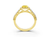 Yellow gold Pear Cut Halo Pavé Diamond Engagement Ring with Split Shank and Four-Prong Setting_3