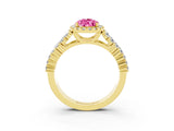 Yellow gold Pear Cut Halo Pavé Diamond Engagement Ring with Split Shank and Four-Prong Setting_3