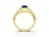 Yellow gold Pear Cut Halo Pavé Diamond Engagement Ring with Split Shank and Four-Prong Setting_3