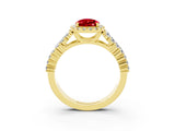 Yellow gold Pear Cut Halo Pavé Diamond Engagement Ring with Split Shank and Four-Prong Setting_3