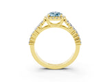 Yellow gold Pear Cut Halo Pavé Diamond Engagement Ring with Split Shank and Four-Prong Setting_3