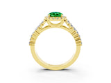 Yellow gold Pear Cut Halo Pavé Diamond Engagement Ring with Split Shank and Four-Prong Setting_3