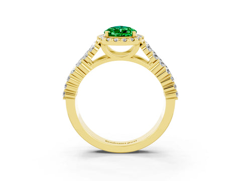 Yellow gold Pear Cut Halo Pavé Diamond Engagement Ring with Split Shank and Four-Prong Setting_3