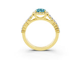 Yellow gold Pear Cut Halo Pavé Diamond Engagement Ring with Split Shank and Four-Prong Setting_3