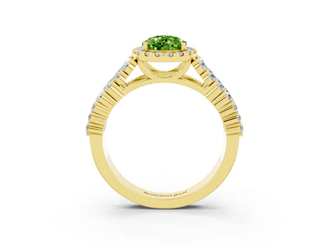 Yellow gold Pear Cut Halo Pavé Diamond Engagement Ring with Split Shank and Four-Prong Setting_3