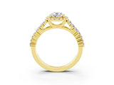 Yellow gold Pear Cut Halo Pavé Diamond Engagement Ring with Split Shank and Four-Prong Setting_3