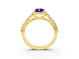 Yellow gold Pear Cut Halo Pavé Diamond Engagement Ring with Split Shank and Four-Prong Setting_3