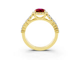 Yellow gold Pear Cut Halo Pavé Diamond Engagement Ring with Split Shank and Four-Prong Setting_3