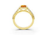 Yellow gold Pear Cut Halo Pavé Diamond Engagement Ring with Split Shank and Four-Prong Setting_3