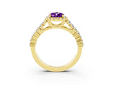 Yellow gold Pear Cut Halo Pavé Diamond Engagement Ring with Split Shank and Four-Prong Setting_3