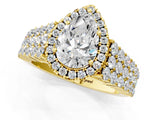 Yellow gold Pear Cut Halo Pavé Diamond Engagement Ring with Split Shank and Four-Prong Setting_4