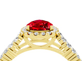 Yellow gold Pear Cut Halo Pavé Diamond Engagement Ring with Split Shank and Four-Prong Setting_4