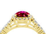 Yellow gold Pear Cut Halo Pavé Diamond Engagement Ring with Split Shank and Four-Prong Setting_4