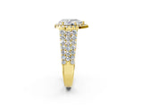 Yellow gold Pear Cut Halo Pavé Diamond Engagement Ring with Split Shank and Four-Prong Setting_5