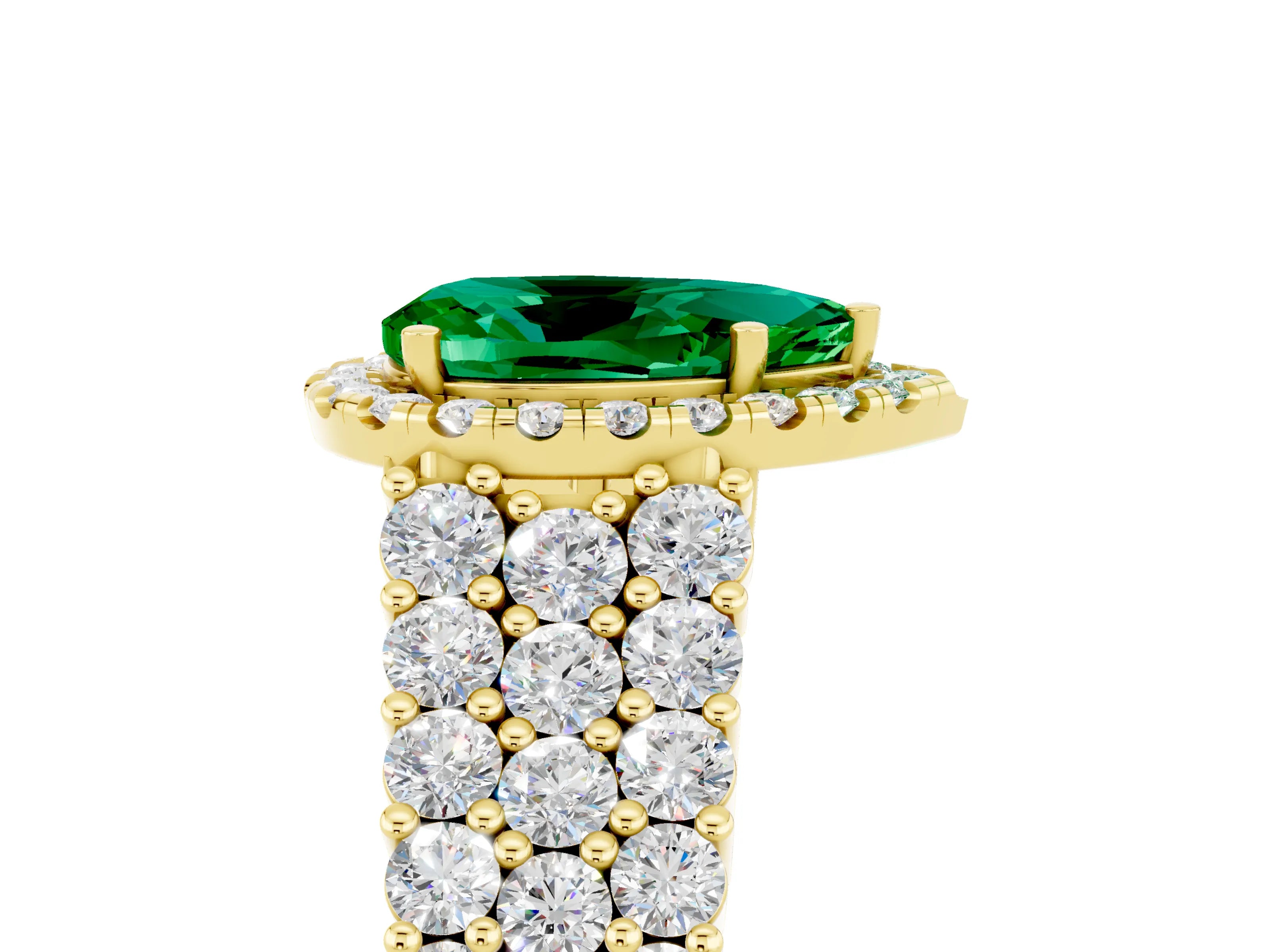 Yellow gold Pear Cut Halo Pavé Diamond Engagement Ring with Split Shank and Four-Prong Setting_5