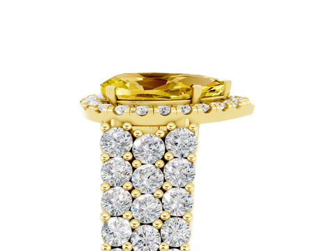 Yellow gold Pear Cut Halo Pavé Diamond Engagement Ring with Split Shank and Four-Prong Setting_5