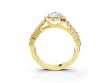 Yellow gold Pear Cut Halo Pavé Diamond Engagement Ring with Split Shank and Four-Prong Setting_6