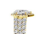 Yellow gold Pear Cut Halo Pavé Diamond Engagement Ring with Split Shank and Four-Prong Setting_8