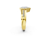 Yellow gold Pear Cut Halo Pave Band Four-Prong Ring_63