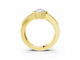 Yellow gold Pear Cut Halo Pave Band Four-Prong Ring_64