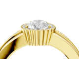 Yellow gold Pear Cut Halo Pave Band Four-Prong Ring_65