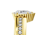 Yellow gold Pear Cut Halo Pave Band Four-Prong Ring_66