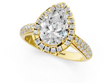 Yellow gold Pear Cut Halo Pave Band Four-Prong Setting Ring_37