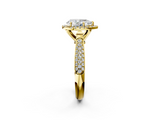 Yellow gold Pear Cut Halo Pave Band Four-Prong Setting Ring_38