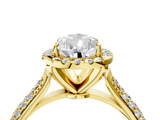 Yellow gold Pear Cut Halo Pave Band Four-Prong Setting Ring_40
