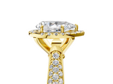 Yellow gold Pear Cut Halo Pave Band Four-Prong Setting Ring_41