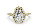 Yellow gold Pear Cut Halo Pave Diamond Engagement Ring with Four-Prong Setting_3