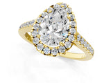 Yellow gold Pear Cut Halo Pave Diamond Engagement Ring with Four-Prong Setting_4