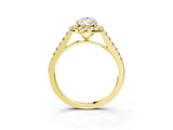 Yellow gold Pear Cut Halo Pave Diamond Engagement Ring with Four-Prong Setting_6