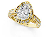 Yellow gold Pear Cut Halo Pave Split Shank Prong Setting Ring_33