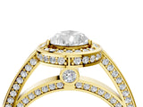 Yellow gold Pear Cut Halo Pave Split Shank Prong Setting Ring_36