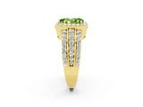 Yellow gold Pear Cut Halo Peridot Ring with Split Shank and Four-Prong Setting_2