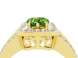Yellow gold Pear Cut Halo Peridot Ring with Split Shank and Four-Prong Setting_4
