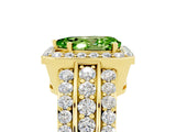 Yellow gold Pear Cut Halo Peridot Ring with Split Shank and Four-Prong Setting_5