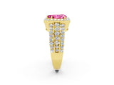 Yellow gold Pear Cut Halo Pink Sapphire Ring with Split Shank and Four-Prong Setting_26