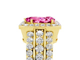 Yellow gold Pear Cut Halo Pink Sapphire Ring with Split Shank and Four-Prong Setting_29
