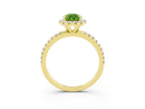 Yellow gold Pear Cut Halo Round Diamond Pavé Band Four-Prong Ring_15