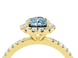 Yellow gold Pear Cut Halo Round Diamond Pavé Band Four-Prong Ring_16